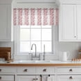 thumbnail image 3 of Red Gray Botanical Valance Curtains for Kitchen/Living Room/Bathroom/Bedroom Window,Rod Pocket Small Topper Half Short Window Curtains Voile Sheer Scarf,Pastoral Spring Summer Leaf Aesthetics 60"x18", 3 of 8
