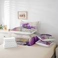 thumbnail image 5 of Homewish Dreamy Purple Floral Bedding Comforter Set 7 Pieces for Women, Fashion Marble Artwork Full Bedding Set, Splash Watercolor Reversible Fitted Sheet Flat Sheet, Microfiber Bedroom Decor, 5 of 7