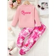 thumbnail image 3 of Girls' Cute Queen Letter Print Long Sleeve Top & Tie-Dye Pants Set 2Pcs Clothing Toddler To Big Kid Fall Winter, 3 of 10