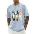 thumbnail image 1 of Ceisia Men's Loose Dropped Shoulder Hawaiian Surfboard Print Short Sleeve T-Shirt Casual Summer Top Sky Blue XXXL Gifts, 1 of 4