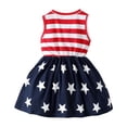 thumbnail image 4 of Ruyang Toddler Girls Star Print Tank Dress 4th of July Patriotic Ruffle Dresses Sleeveless Baby Crew Neck Striped Skirts, 4 of 8