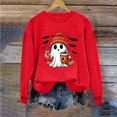 thumbnail image 6 of DIOAZUD Halloween Sweatshirts Women Spooky Ghost Print Pullovers Soft Holiday Crewneck Long Sleeve Sweater Tops Halloween Costumes Red S-XXL, 6 of 6
