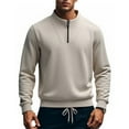 thumbnail image 2 of Zimjoy Mens Quarter Zip Pullover Cotton Mock Neck Half Zip Pullovers Casual Slim Fit Lightweight Sweatshirt Sports Fall Polo Sweaters, Khaki M, 2 of 6