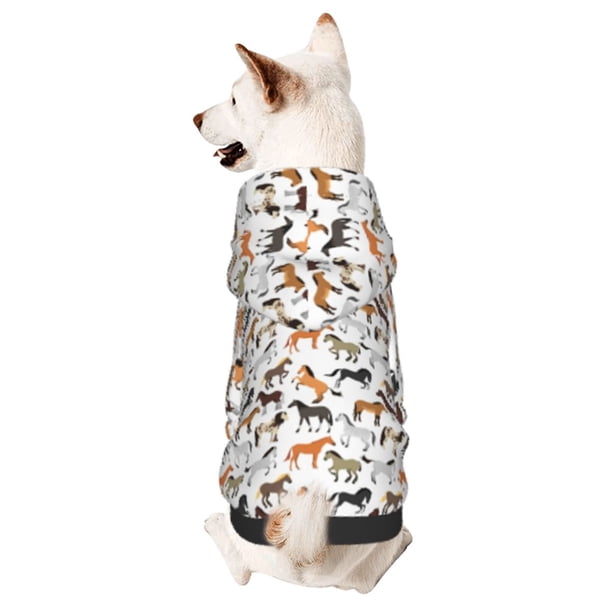 Fotbe Horse Sudadera con Estampado para Perros Pequeños – Suéter con Capucha para Mascotas, Tela Suave de Forro Polar con Bolsillo-X-Large