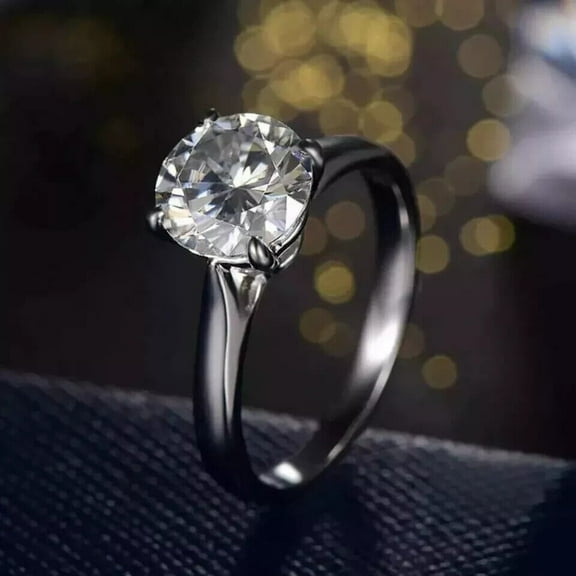 2Ct Lab Created Diamond Round Cut Solitaire Ring 14K White Gold Plated