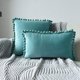 thumbnail image 1 of Nvzi Funda de almohada cuadrada con terciopelo suave y sólido, decorativa para sofá, dormitorio, coche, 1 pieza (verde agua, 18" x 18"), 1 of 1
