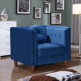 thumbnail image 5 of ViscoLogic Tuxedo Mid Century Tufted Style Fabric Living Room Arm Sofa Chair (Navy Blue), 5 of 5