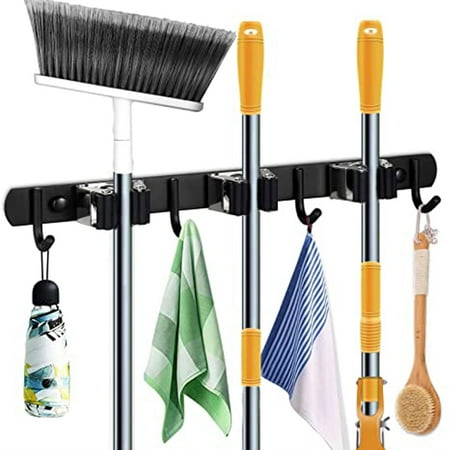 

Wall Hanging Broom Holder Tool Organizer and Storage Rack for Bathroom Laundry Closet Gardening