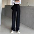 Pantalones de pierna ancha holgados de cintura alta informales para mujer primavera otoño nueva mujer hasta el suelo trajes blancos pantalones largos de mujer Tan Jianjun unisex