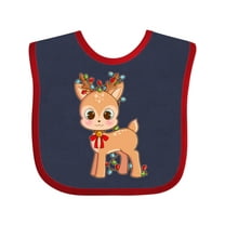 Inktastic Cute Christmas Reindeer with Christmas Lights Boys or Girls Baby Bib