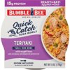 Bumble Bee Quick Catch Teriyaki Flavored Tuna and Rice Bowl, Wild Caught Light Tuna, 15g Protein Per Serving, Ready to Eat, Shelf Stable Bowl, 6 oz
