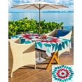 thumbnail image 5 of nqOlkjepod Red Turquoise Boho Outdoor Tablecloth with Umbrella Hole & Zipper, Ethnic Tribal Aztec Abstract Geometric Rectangle Table Cover 60x102 Inch, Waterproof Table Cloth Protector for Patio, 5 of 7