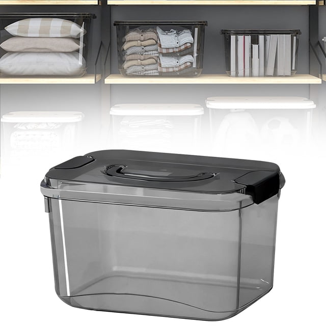 XIPYYKM 1Pcs Plastic Craft Storage Container Bins with Lids, Small Art & Office Supply Organizer Tote, Sensory Bins & Boxes for Home & University, Stackable, Carry Handle, Clear