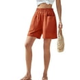 thumbnail image 3 of DYMADE Womens Summer Breathable Cotton Pockets Elastic Waist Casual Shorts, 3 of 3
