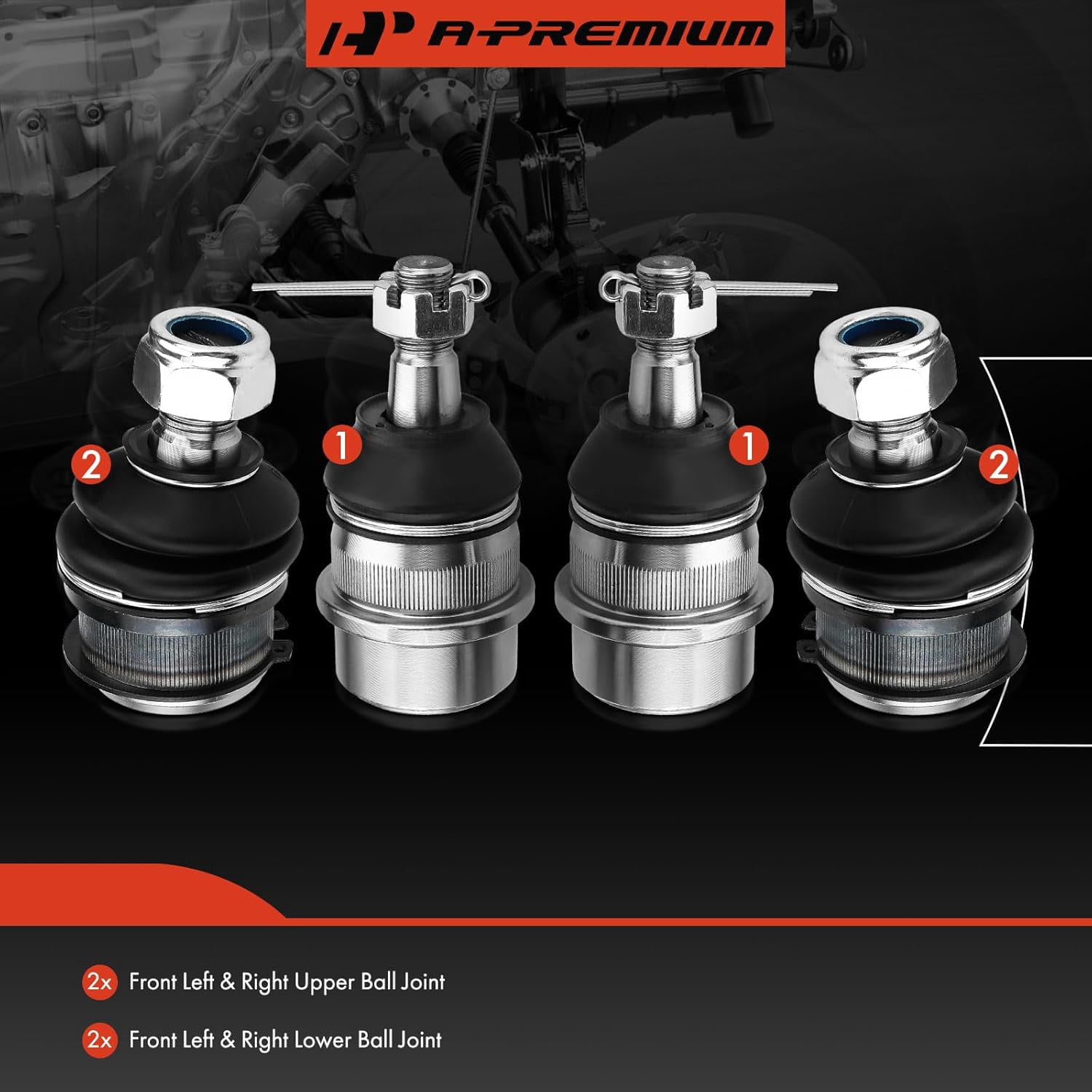 A-Premium 4Pcs Front Upper Lower Ball Joint Kit Compatible with Dodge Ram 1500 2500 1994 1995 1996 1997 1998 1999