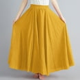 thumbnail image 6 of Women'S Vintage Stretch High Waist A-Line Long Skirts With Pockets Clearance Sale Women Casual Summer Large Solid Elastic Waist Flax A-line Ankle Skirt Yellow Free Size, 6 of 6