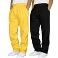 thumbnail image 2 of Hwmodou Men's Hip Hop Pants Casual Solid Color Track Cuff Lace Up Workout Pants With Pocket 2 Pcs, 2 of 3