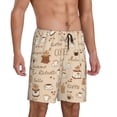 thumbnail image 2 of Uemuo Coffee Time Pattern Men's Short Pajama Pants – Soft & Breathable Lounge Shorts, Elastic Waistband with Pockets, Lightweight Sleepwear for All-Season Comfort-XX-Large, 2 of 6