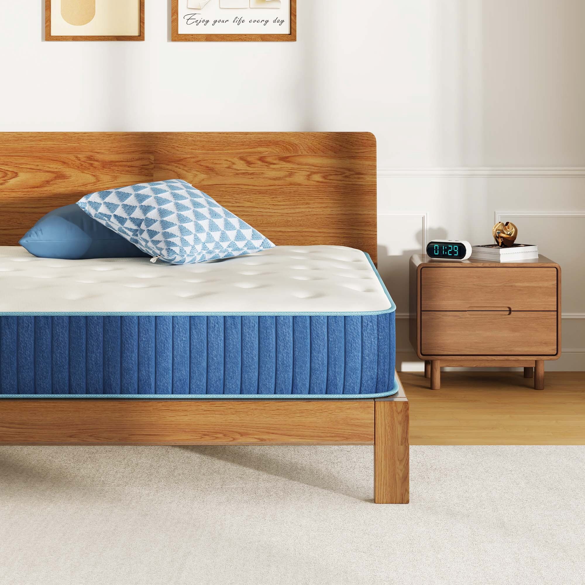 EGOHOME ChillWeave King Mattress, 12" Hybrid Mattress in a Box, Medium