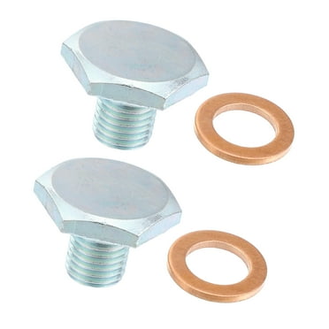 Unique Bargains 2pcs M10x1.25 Steel Engine Oil Drain Plug Screw with Seal Ring for Honda for Mazda for Acura Silver Tone