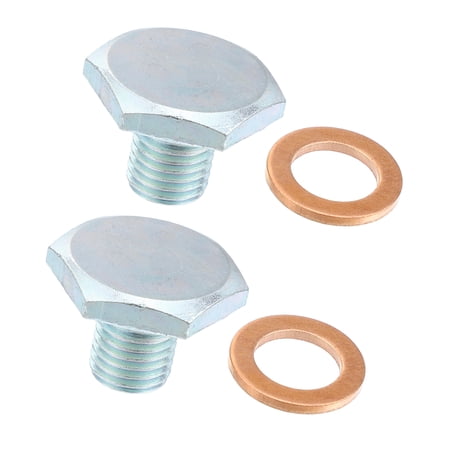 2pcs M10x1.25 Steel Engine Oil Drain Plug Screw with Seal Ring for Honda for Mazda for Acura Silver Tone