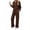 Brown, variant on Solid Two-piece set Women Fashion Long Sleeve Zipper Sweater Pullover Tie up Pocket Wide Leg Pant Suit Loose Casual Sport Sets