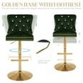thumbnail image 3 of Adjustable Velvet Bar Stools with Back, Fashionable Swivel Counter Height Bar Chairs with Thick Cushion, Crystal Button Tufting and Gold Nailhead Trim for Kitchen, Dining, Pub, or Café (Olive Green), 3 of 7