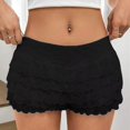 thumbnail image 2 of oqasdz Dresses for Women Ruffled Lace Pumpkin Pants Cake Layered Bottom Shorts Solid Color Party Evening Fairy Cropped Pants, 2 of 4