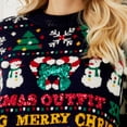 thumbnail image 3 of Suéter Jerseys de ganchillo Cuello redondo Árbol de Navidad Patrón de muñeco de nieve Traje (Azul marino L) Ygjytge Azul marino T L para Mujer, 3 of 8
