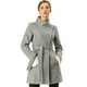 thumbnail image 1 of Abrigo largo Allegra K con cinturón cuello alto Gris Talla S, 1 of 6