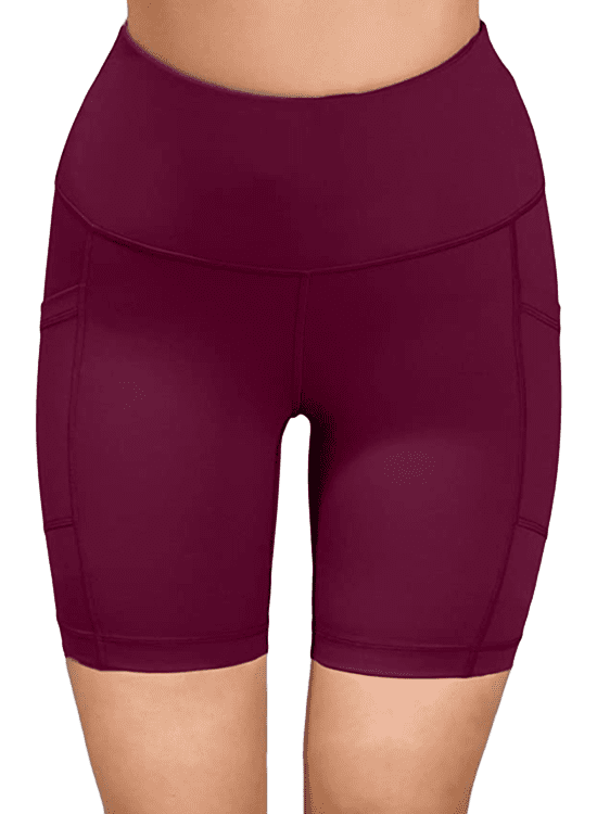 burgundy biker shorts