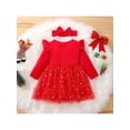 thumbnail image 3 of Qiylii Valentine's Day Little Girls Outfit, Star Mesh Princess Letter Dress+Headwear, 3 of 9