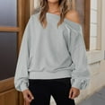 thumbnail image 2 of ManxiVoo Women's Drop Shoulder Oversized Sweatshirt Long Sleeve Loose Fit Casual Fall Pullover Top S Size Grey, 2 of 7