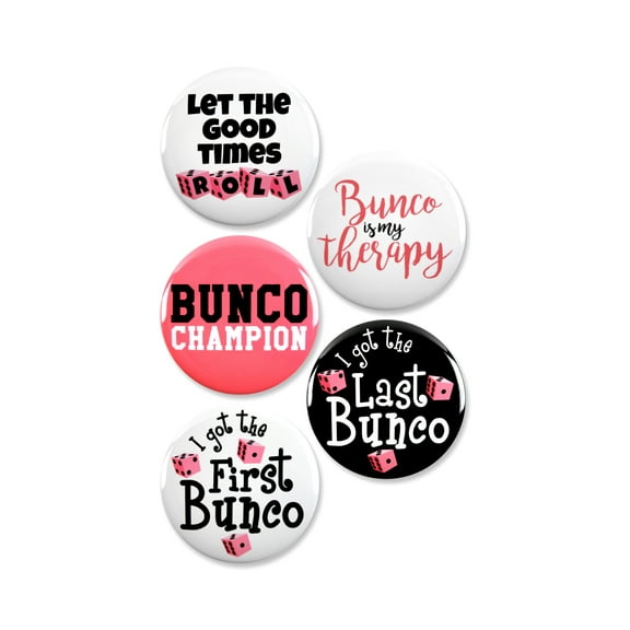 5 Pack - Funny Bunco Game Awards Pinback Buttons - 2.25 Inch