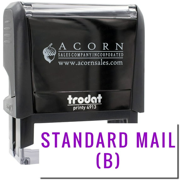 Large Self-Inking Standard Mail B Stamp, Trodat Printy 4913, Press and Print Stamping, Impression Size 7/8" x 2-1/4", Up to 10,000 Impressions - Purple Ink