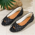 thumbnail image 6 of Wensltd Women's Shoes Dot Print Peep Toe Flat Shoes Slip On Ballet Flats for Daily Walking Black, 6 of 9