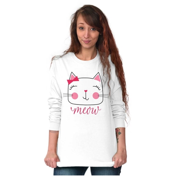 Meow Sweet Kitty Cat Lady Cute Women's Long Sleeve T Shirt Brisco Brands X