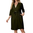 thumbnail image 6 of UDAUDU Womens Post Surgery Mastectomy Robe with Internal Drain Pockets Comfortable 3/4 Sleeve Night Gowns Pajama Dress Shirts Army Green L, 6 of 9