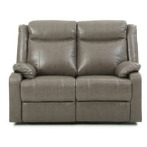 Ward 55 in. Gray Faux leather 2-Seater Reclining Sofa with Pillow Top Arm