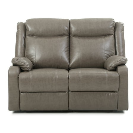 Ward 55 in. Gray Faux leather 2-Seater Reclining Sofa with Pillow Top Arm