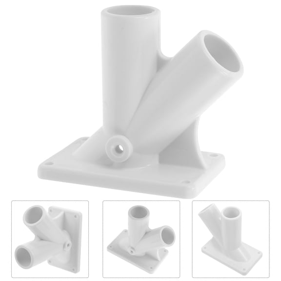 MIPCASE White V-Shaped Flag Pole Bracket, Outdoor Wall Mount for Double Flag Display, Heavy Duty Support