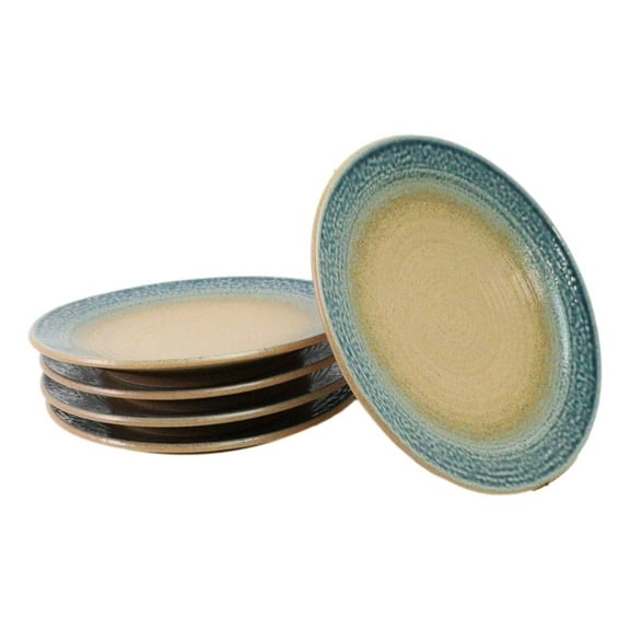 Pack Of 5 Blue River Ao Nagashi Collection Large Round Dinner Plates 10" D