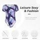 thumbnail image 4 of Balery blue starry sky Skull flower Body de cuello redondo de manga corta para mujer Tops de manga corta Tops básicos-XX-Large, 4 of 7