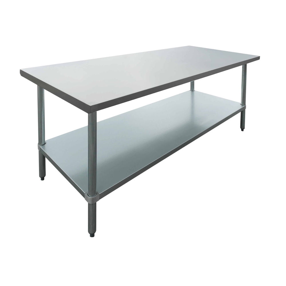Hubert Stainless Steel Work Table with Adjustable Galvanized Steel Legs Stainless Steel Work Table Legs