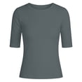 thumbnail image 4 of Adeawade Womens T Shirts Short Sleeve Tee Crew Neck Blouse Solid Color Slim Fit Top Fashion Clothing Dark Gray 2Xl, 4 of 4