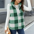 thumbnail image 4 of Dasayo Soft Womens Vests Fleece Green Winter Comfy Plaid Zip up Vest Coats for Women S, 4 of 9