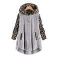 thumbnail image 2 of LYXSSBYX Womens Coats and Jackets Plus Size Hooded Clearance Women Winter Warm Plush Button Jacket Outwear Coat Pockets Patchwork Long Sleeve Tops, 2 of 5
