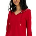 thumbnail image 2 of Tommy Hilfiger Womens Mixed Media Hood Sweatshirt, 2 of 3