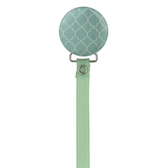 Moroccan Tile Pacifier Clip with Matching Ribbon