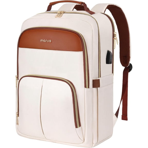 MOSISO Laptop Backpack for Women, 15.6 inch Laptop Bag with USB Charging Port&Front Pocket, Carry on Computer Bag Travel Backpack Casual Daypack for Office College Work Business